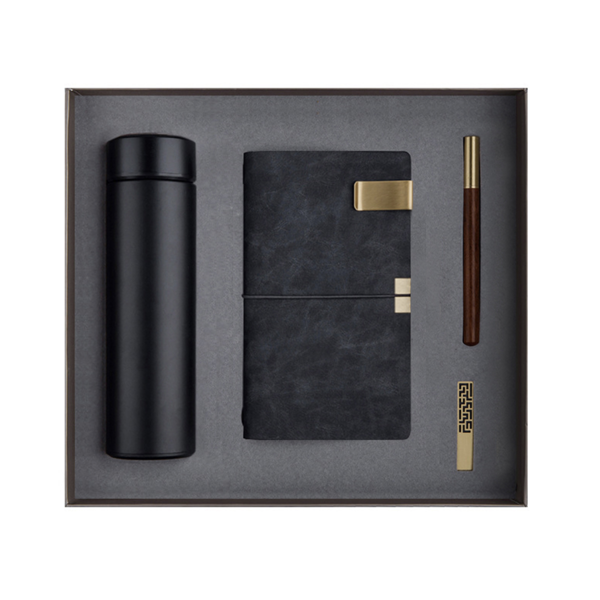 Flask, Notebook, USB and Speaker Gift Set